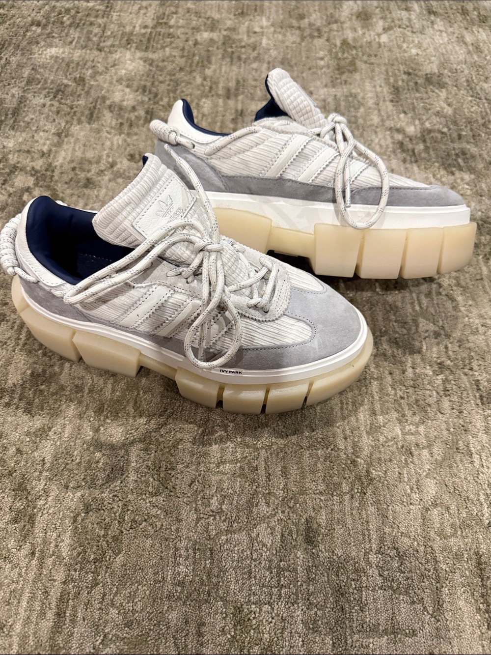 ADIDAS Women's Chunky Sole Sneakers in Light Gray and Cream